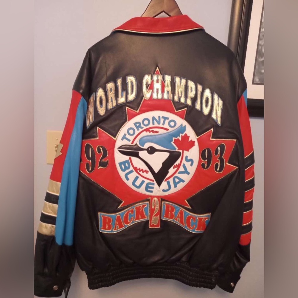 Rare Jeff Hamilton Back to Back 92-93 World Series Blue Jays Jacket leather - Picture 2 of 6